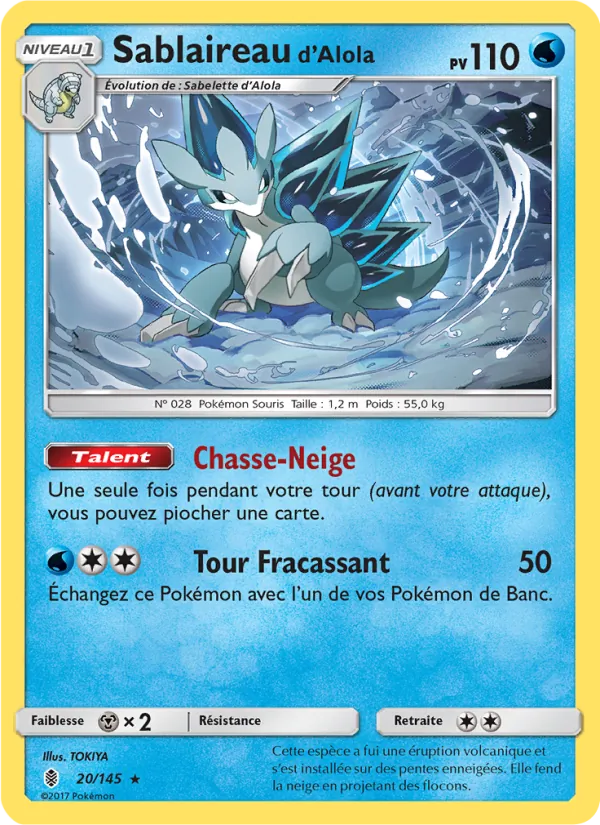 Sablaireau d’Alola 20/145 — SL2 – Gardiens Ascendants — Carte Pokémon française