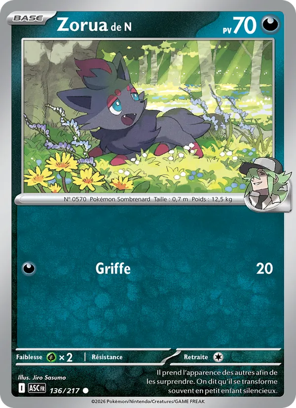 Zorua de N 136/217 — ME02.5 – Héros Transcendants — Carte Pokémon française