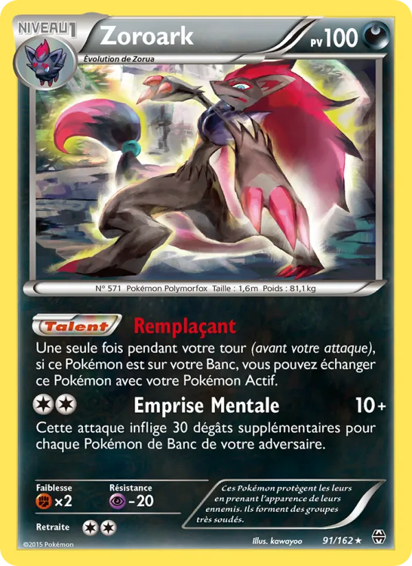 Zoroark 91/162 — XY8 – Impulsion Turbo — Carte Pokémon française