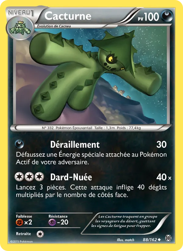 Cacturne 88/162 — XY8 – Impulsion Turbo — Carte Pokémon française