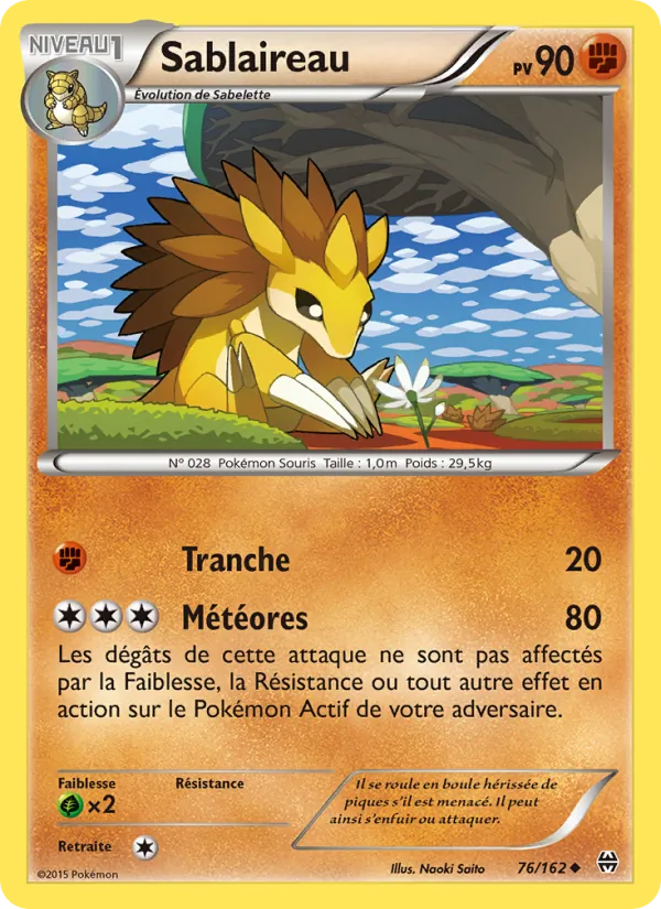Sablaireau 76/162 — XY8 – Impulsion Turbo — Carte Pokémon française