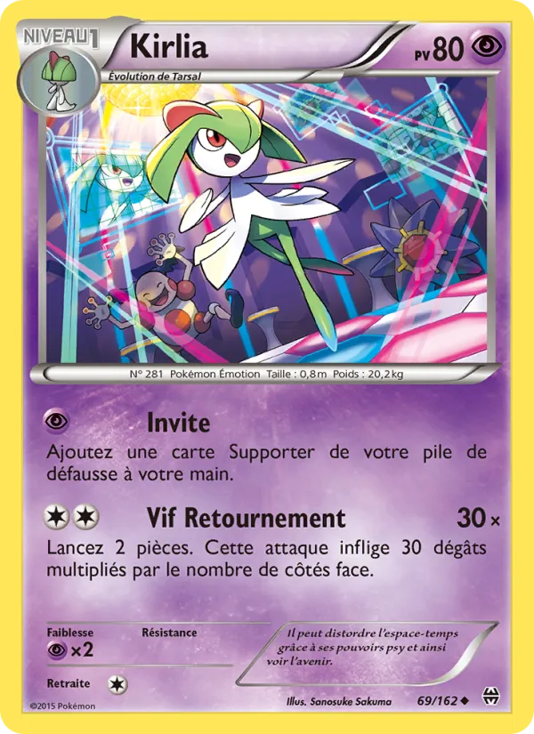 Kirlia 69/162 — XY8 – Impulsion Turbo — Carte Pokémon française