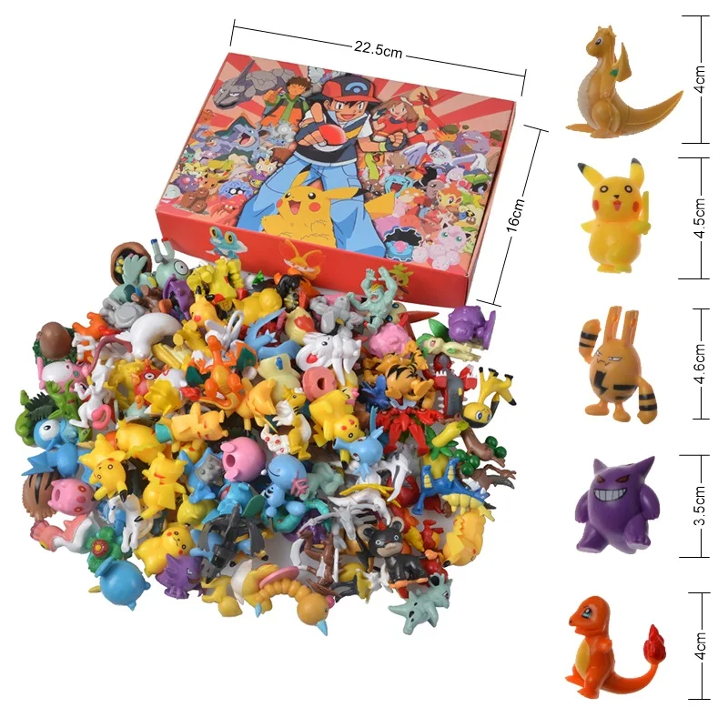 Grandes figurines Pokémon dans une boîte cadeau ou un sac cadeau (20-100 pièces environ 4-6 cm)