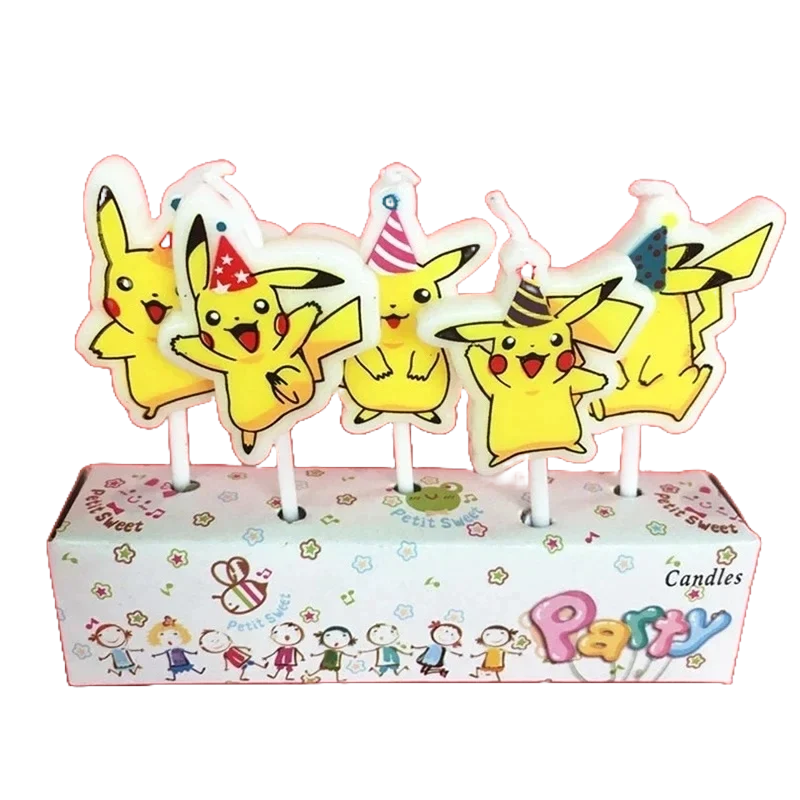 Pack de 5 bougies Pokémon Pikachu décoration gâteau pour anniversaire