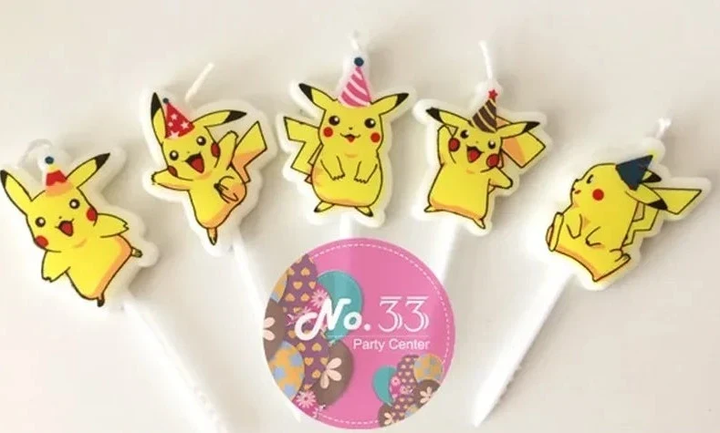 Pack de 5 bougies Pokémon Pikachu décoration gâteau pour anniversaire