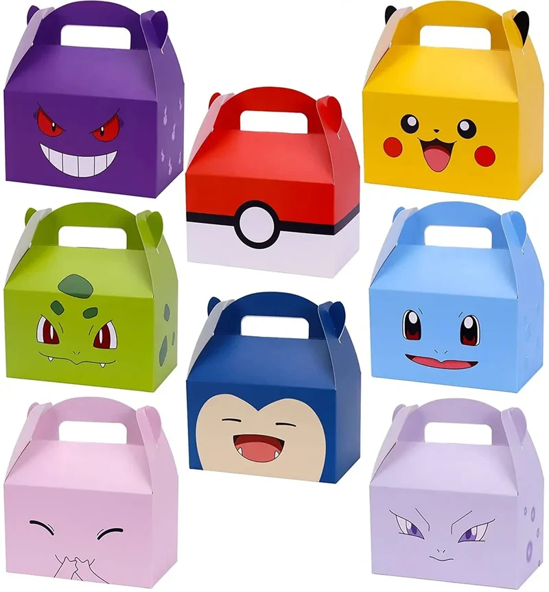 8 sacs d'anniversaire au design Pokémon, Jigglypuff ou Pikachu.