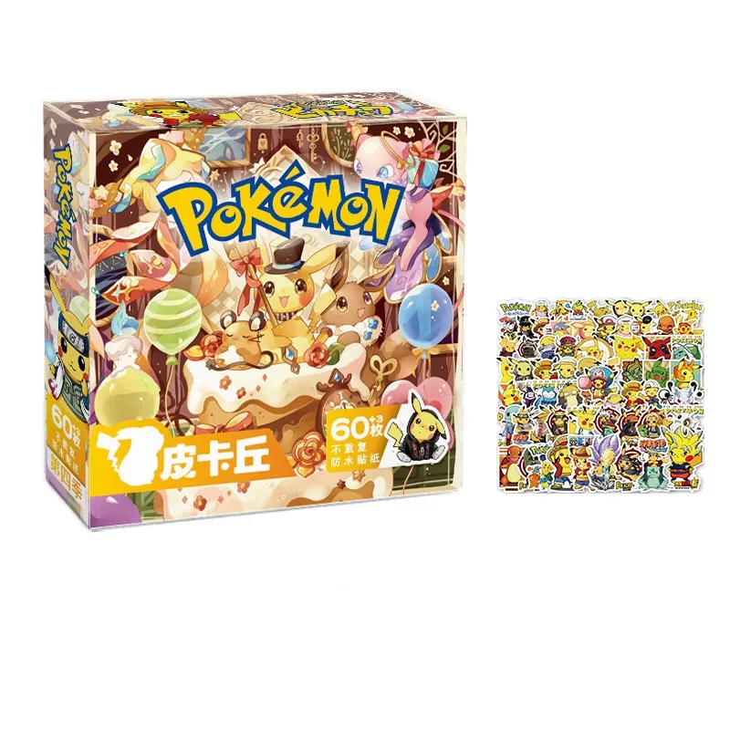 Autocollants mignons Pokémon ou Évoli dans une boîte cadeau.