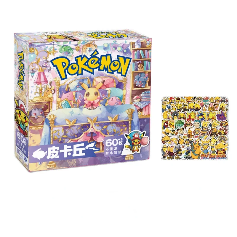 Autocollants mignons Pokémon ou Évoli dans une boîte cadeau.