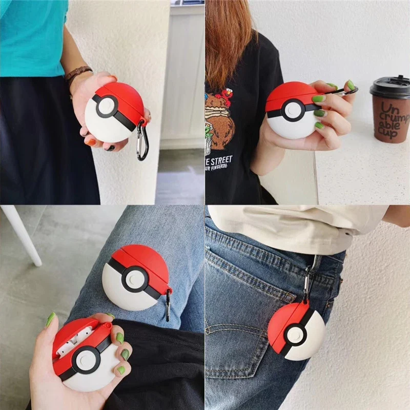 Étui de protection pour Airpods Pro ou Samsung FreeBuds au look Pokeball