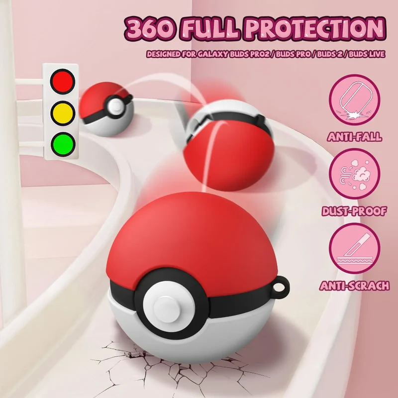 Étui de protection Pokeball pour Samsung Galaxy Buds FE, Buds 2 Pro, Buds 2, Buds Pro, Buds