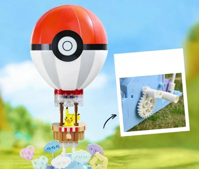 Jouet de bloc de construction de pince de montgolfière de Pokeball volant