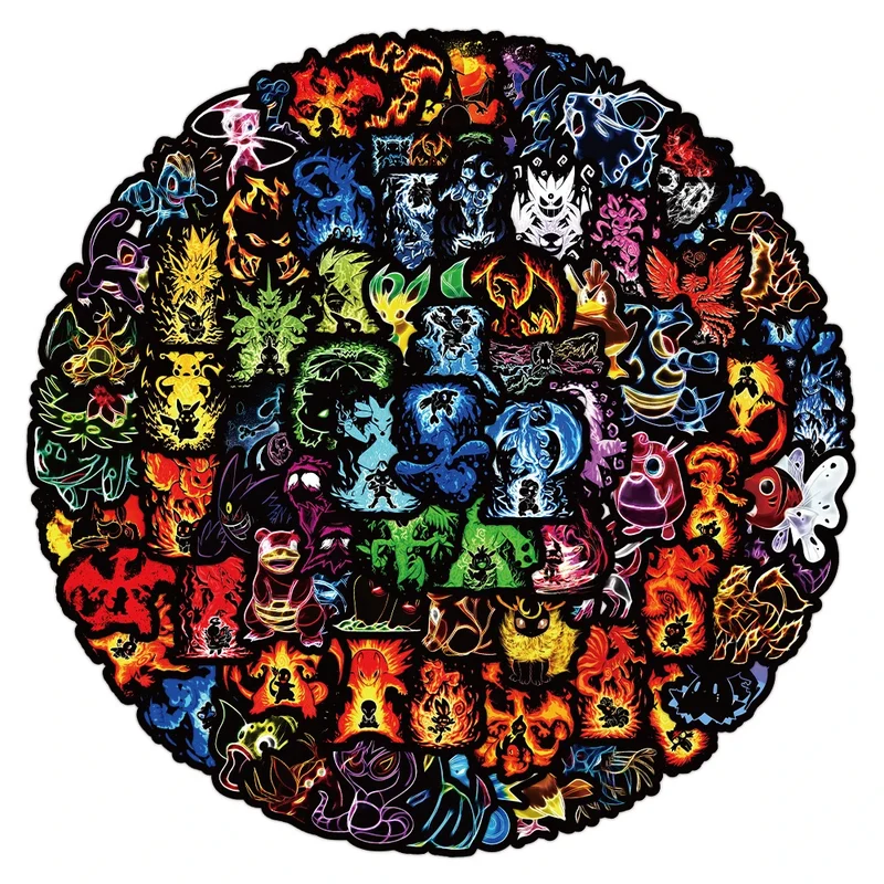 Décalcomanies autocollantes Neon Pokemon Graffiti (10, 30, 50 ou 100 pcs.)