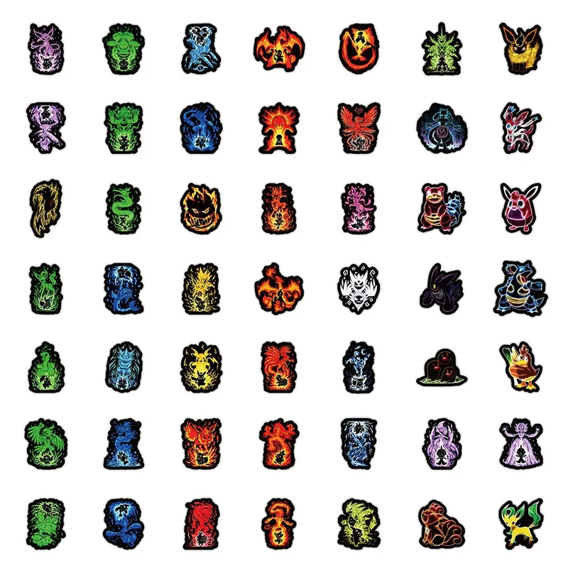 Décalcomanies autocollantes Neon Pokemon Graffiti (10, 30, 50 ou 100 pcs.)