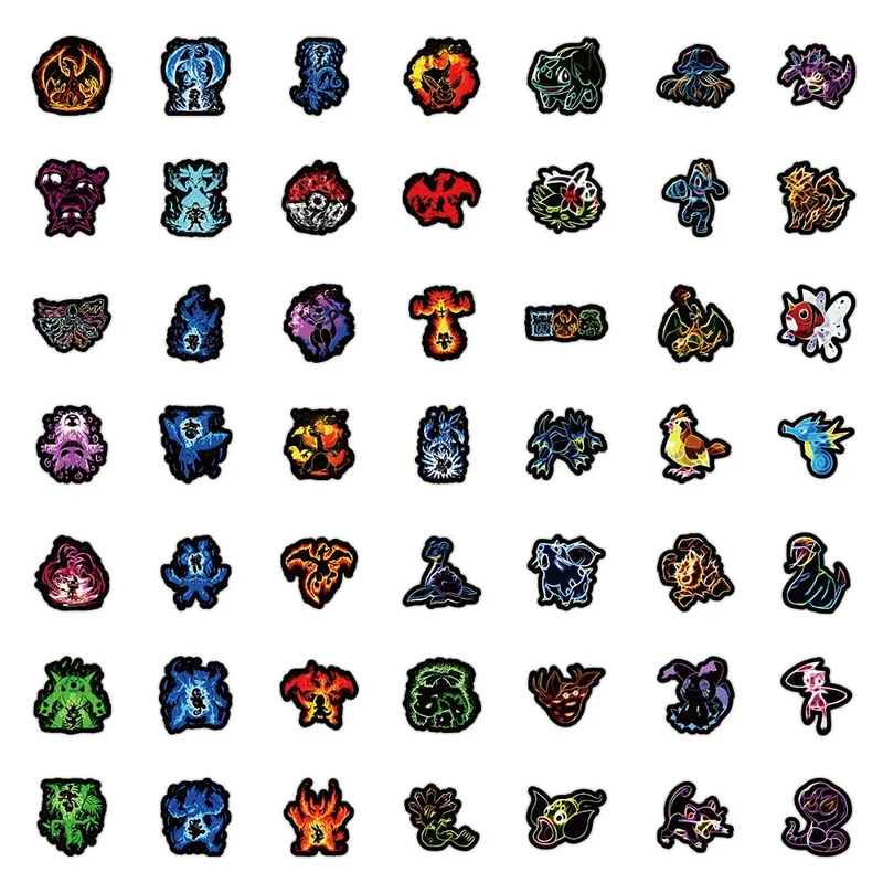 Décalcomanies autocollantes Neon Pokemon Graffiti (10, 30, 50 ou 100 pcs.)