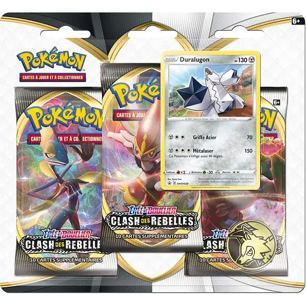 Pokémon – Tripack 3 Boosters EB02 – Clash des Rebelles – Duralugon – Français