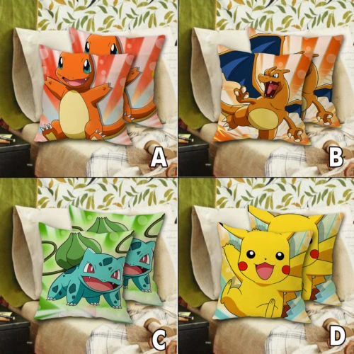 Taies d'oreiller Pokemon (Pikachu, Charmander, Charizard, Bulbizarre)