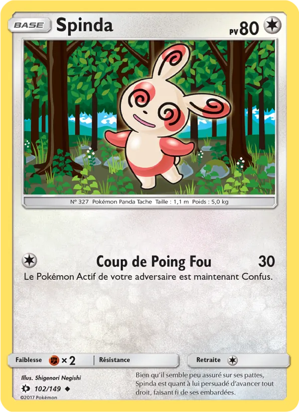 Spinda 102/149 — SL1 – Soleil et Lune — Carte Pokémon française
