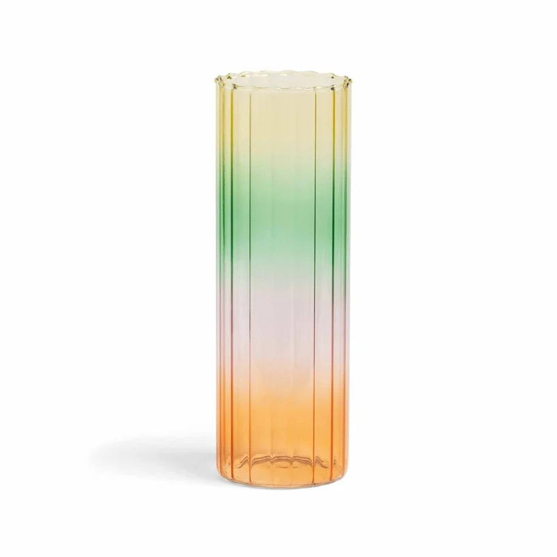 Vase transparent coloré en verre soufflé