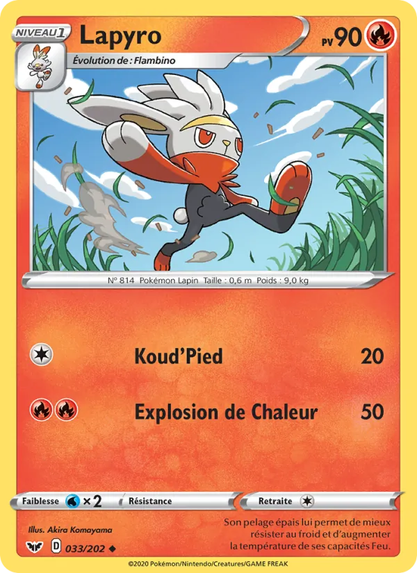 Lapyro 33/202 — EB01 – Épée et Bouclier — Carte Pokémon française