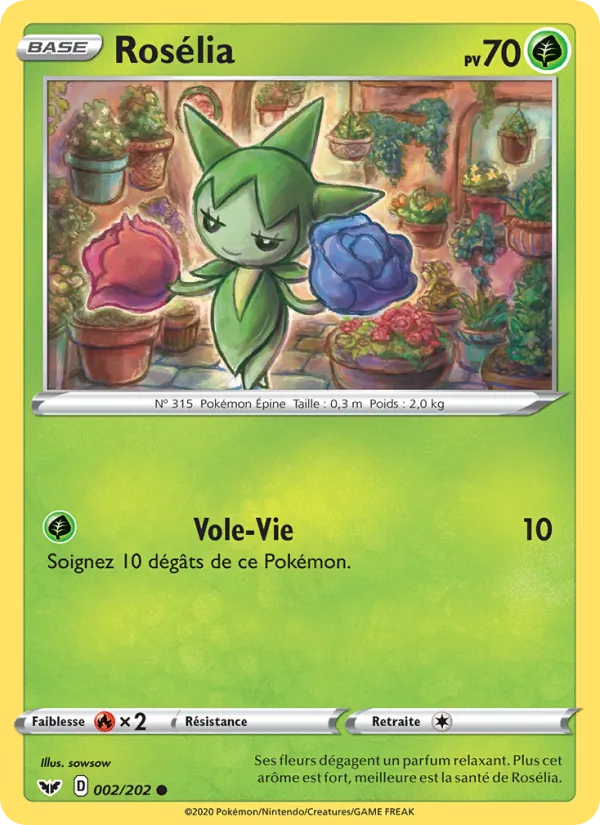 Rosélia 2/202 — EB01 – Épée et Bouclier — Carte Pokémon française