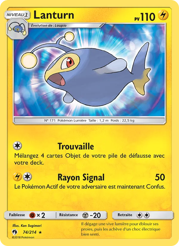 Lanturn 74/214 — SL8 – Tonnerre Perdu — Carte Pokémon française