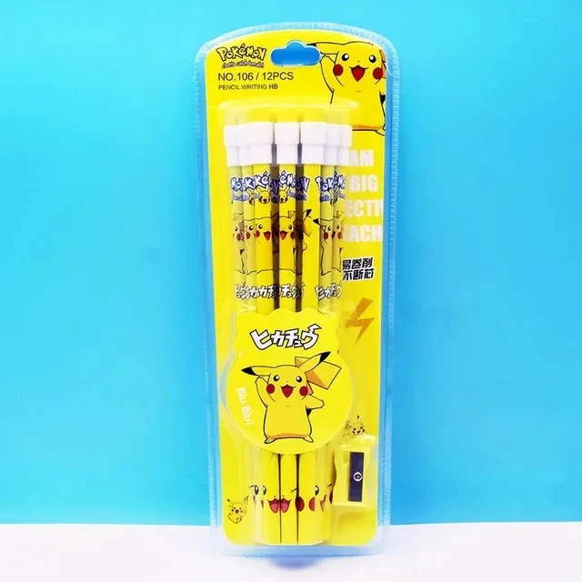 12 crayons Pokémon Pikachu