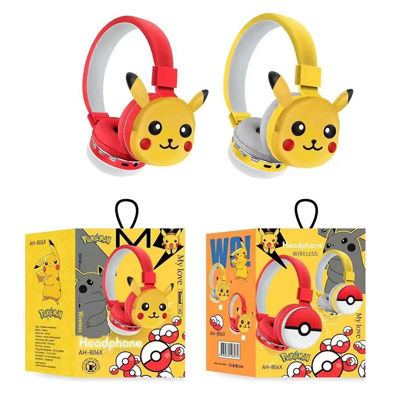 Oreillette Bluetooth Pikachu 3D en jaune ou rouge pour enfant