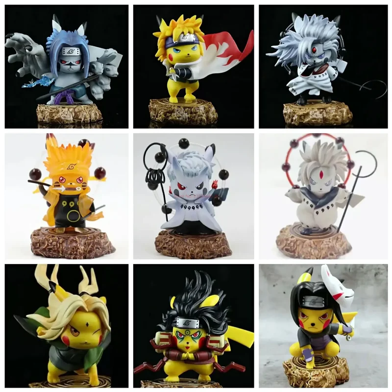Figurines d'anime Pikachu - Naruto Ninja Obito Madara Kakashi Sasuke et autres - de nombreux motifs
