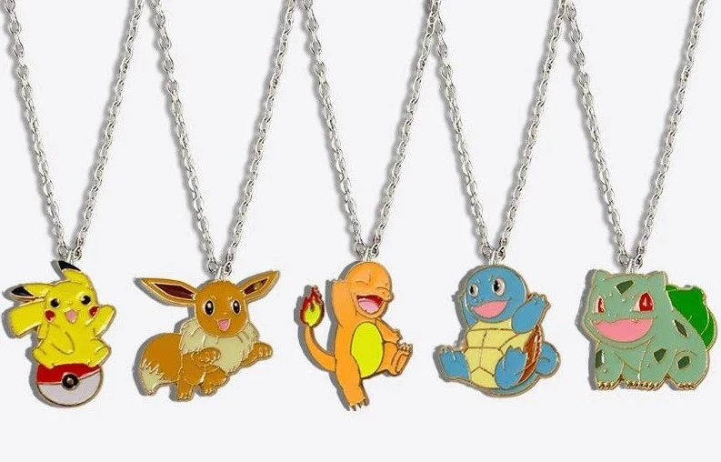 Collier mignon Pikachu, Évoli, Salamèche, Carapuce, Togepi, Jigglypuff ou Bulbasaur