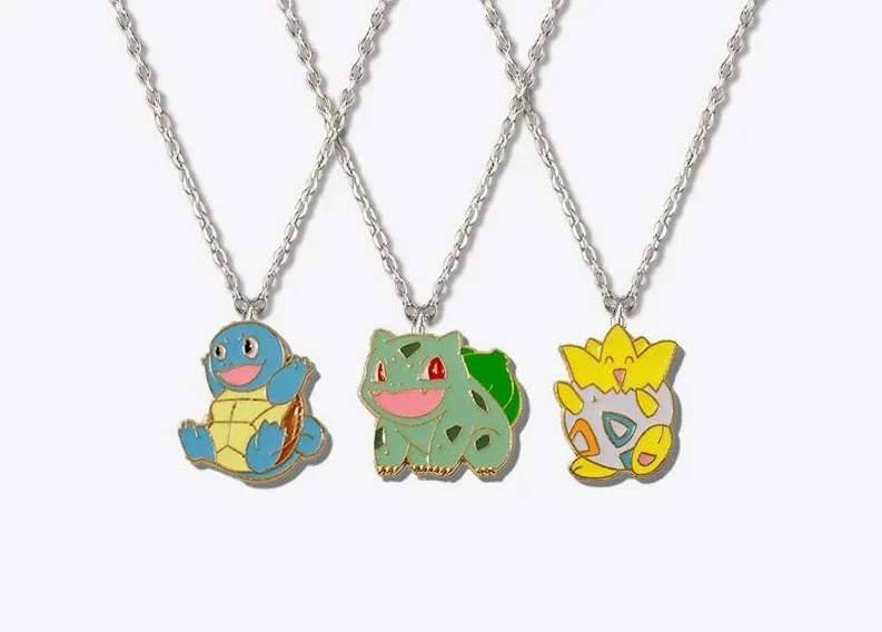 Collier mignon Pikachu, Évoli, Salamèche, Carapuce, Togepi, Jigglypuff ou Bulbasaur
