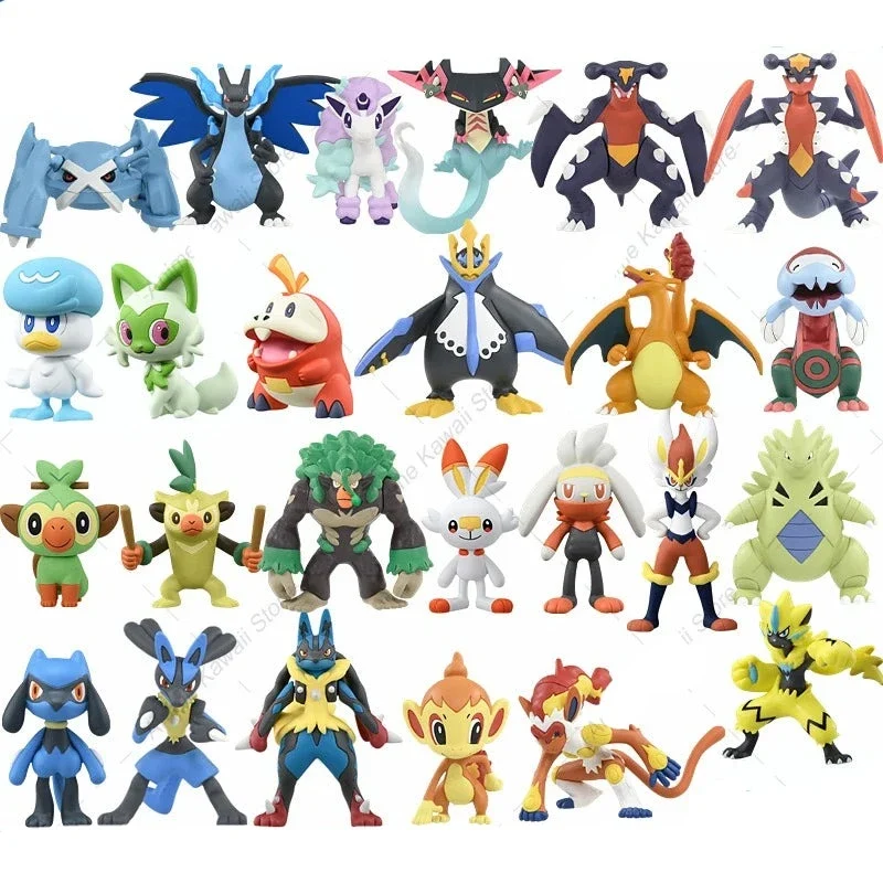 Figurines Pokémon - nombreux motifs - Eevee Sprigatito Fuecoco Scorbunny Quaxly Charizard Lucario Garchomp etc.