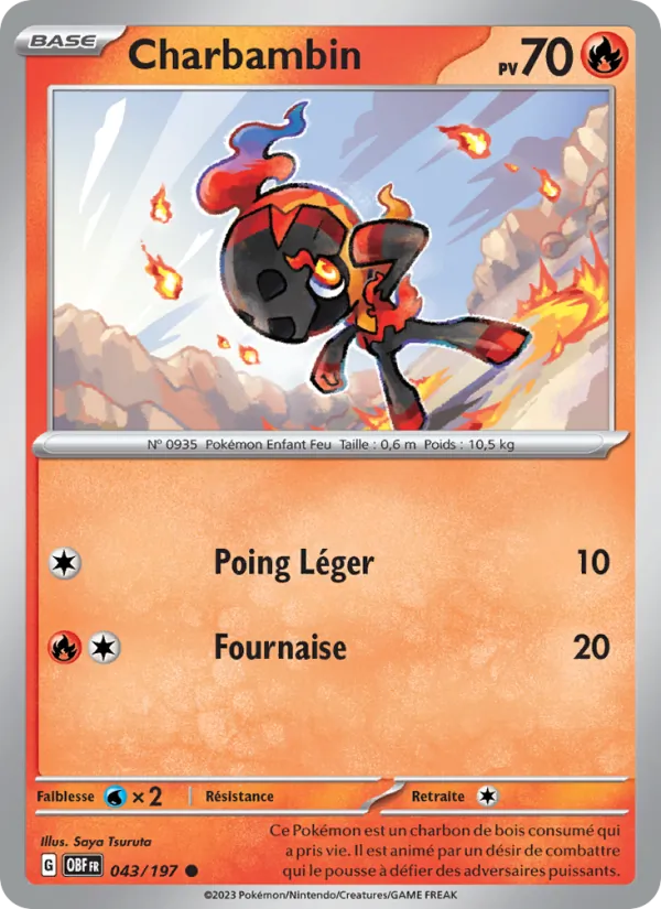 Charbambin 43/197 — EV03 – Flammes Obsidiennes — Carte Pokémon française