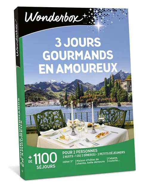 Coffret cadeau Wonderbox 3 jours gourmands en amoureux Edition 2025