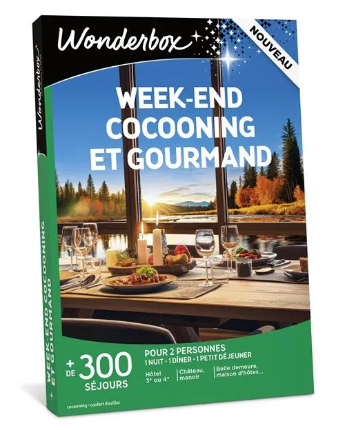 Coffret cadeau Wonderbox Week-end Cocooning et gourmand pour 2 personnes