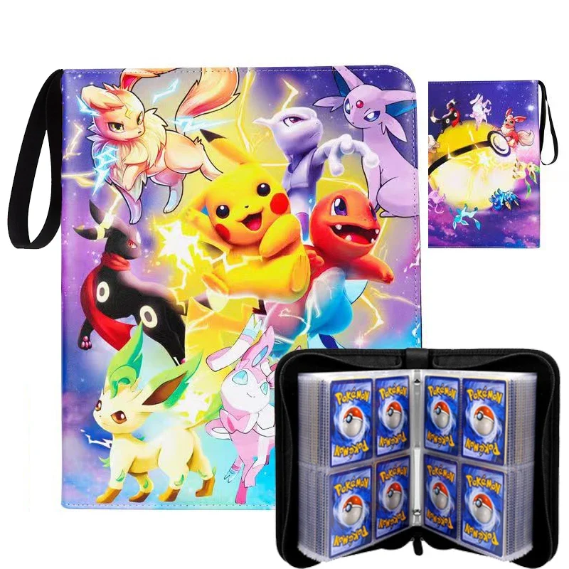 Album robuste avec de nombreux motifs pour 400 cartes Pokémon.