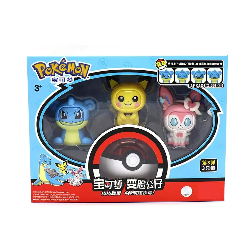Figurines Pokémon aux visages changeants en pack de 3