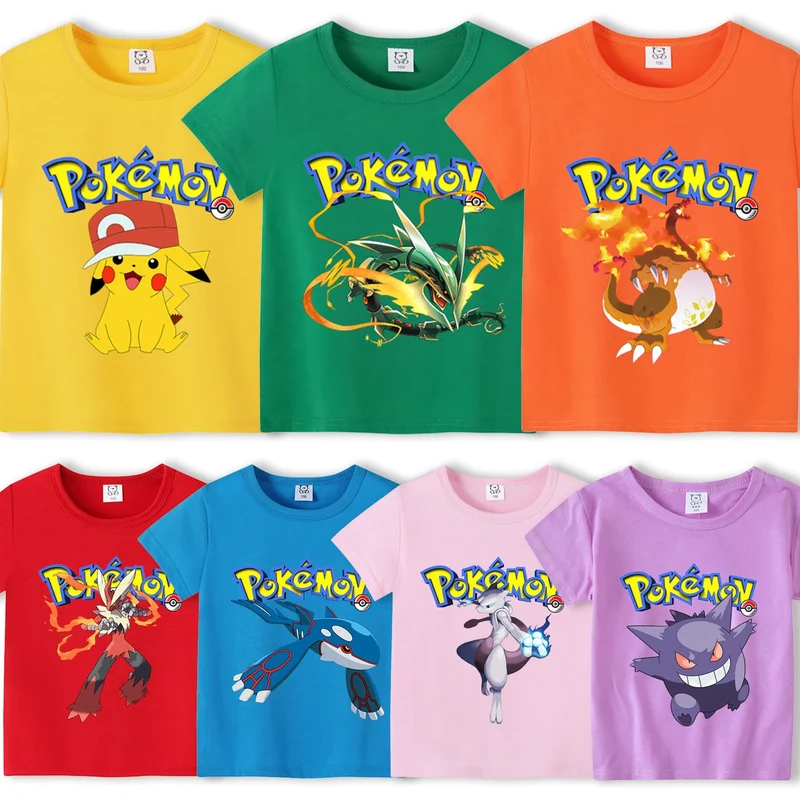 T-shirts enfants avec motif Pikachu ou Pokémon