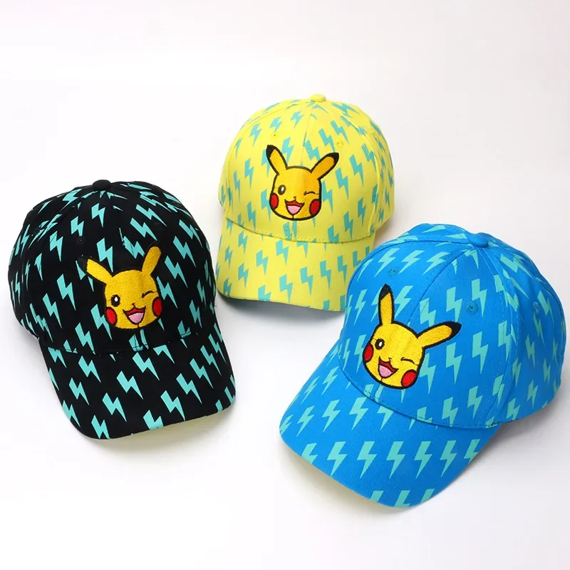 Casquette de baseball pour enfants Pokémon Pikachu en bleu, jaune ou noir