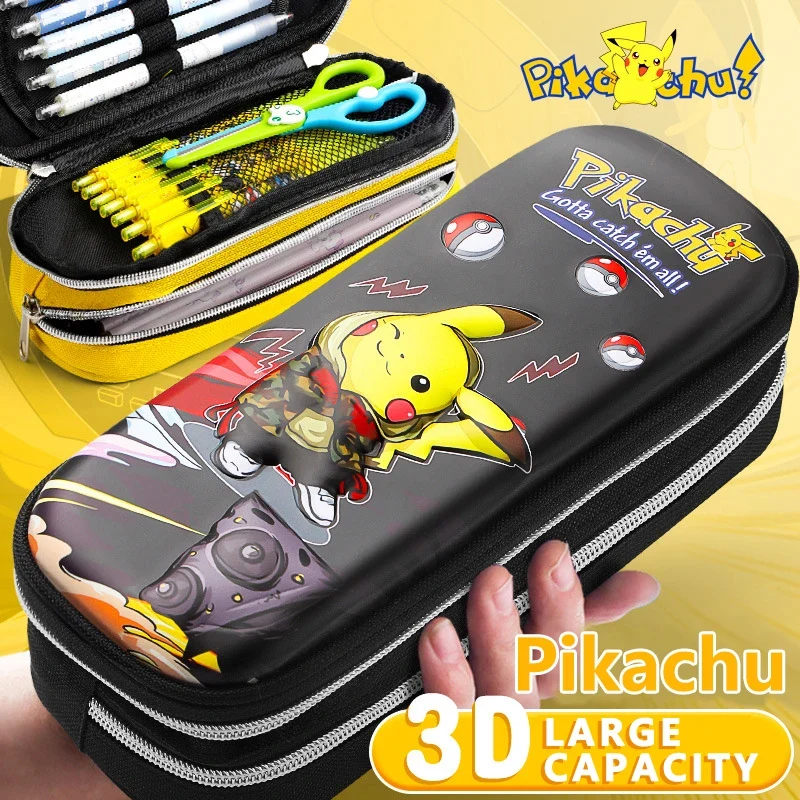 Grande trousse à crayons Pika Pokémon avec serrure et poignée de transport