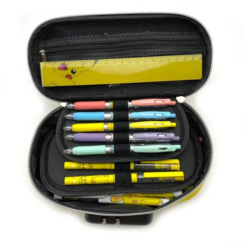 Grande trousse à crayons Pika Pokémon avec serrure et poignée de transport