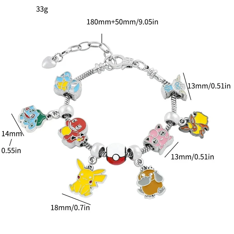 Bracelet anime Pokémon avec breloques