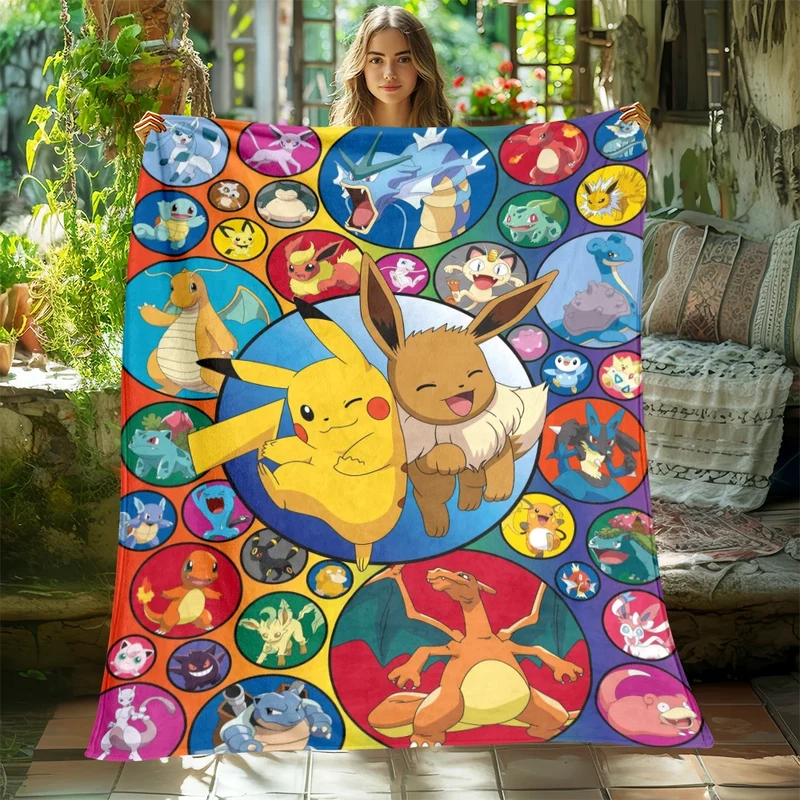 Couvertures moelleuses et moelleuses aux motifs Pikachu et Évoli