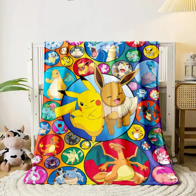 Couvertures moelleuses et moelleuses aux motifs Pikachu et Évoli