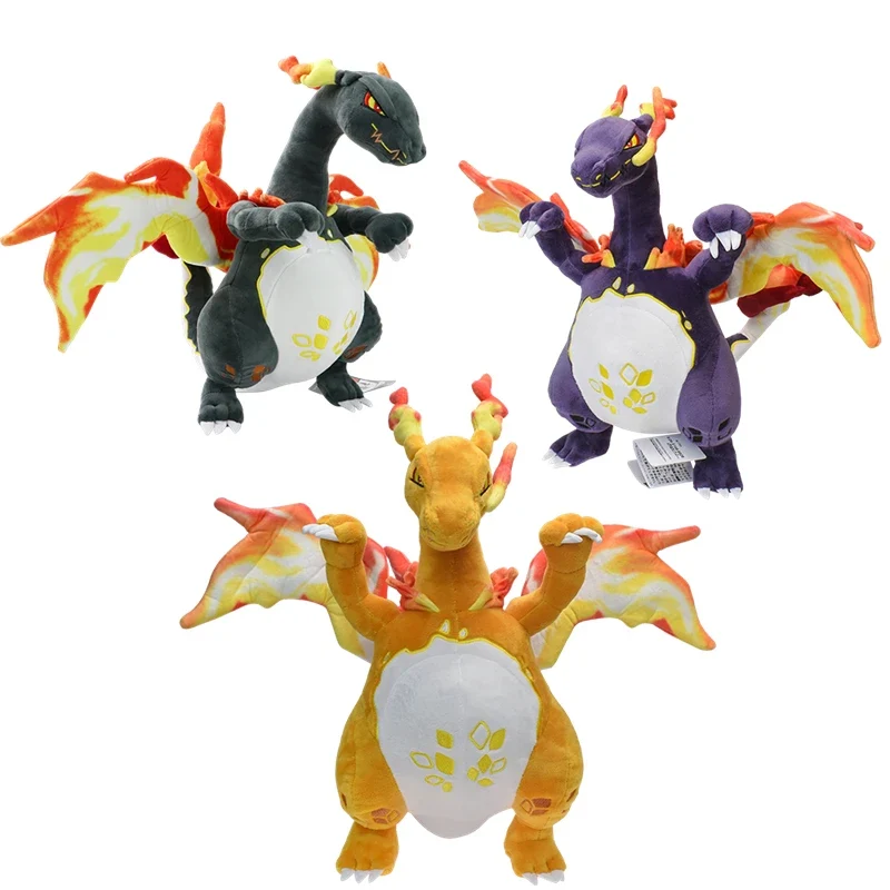 Peluche Pokémon Charizard de différentes formes, Mega Y, Mega X, irisé et bien plus encore.