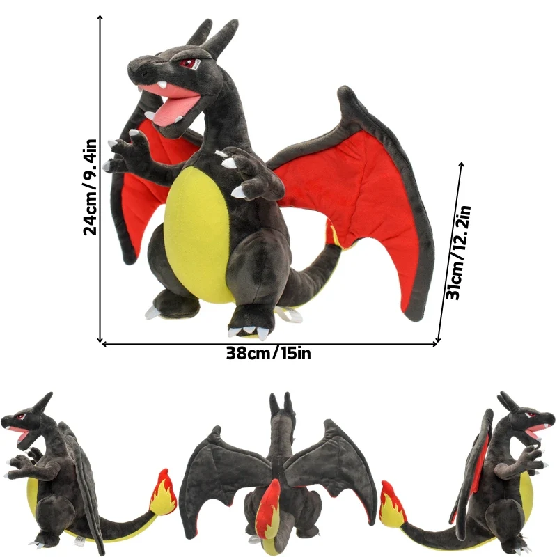 Peluche Pokémon Charizard de différentes formes, Mega Y, Mega X, irisé et bien plus encore.