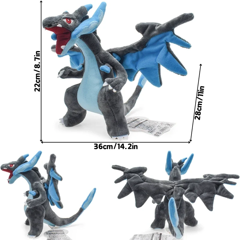 Peluche Pokémon Charizard de différentes formes, Mega Y, Mega X, irisé et bien plus encore.
