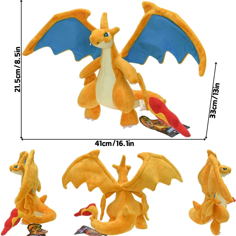 Peluche Pokémon Charizard de différentes formes, Mega Y, Mega X, irisé et bien plus encore.