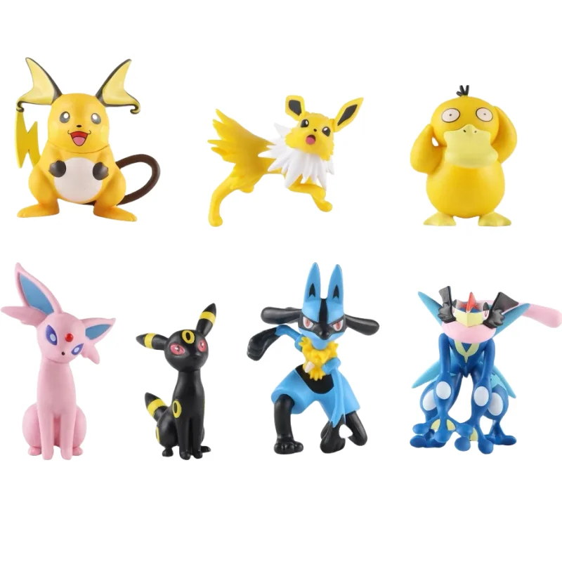 Lot de 7 figurines Pokémon Pikachu Lucario Jolteon Espeon Psyduck