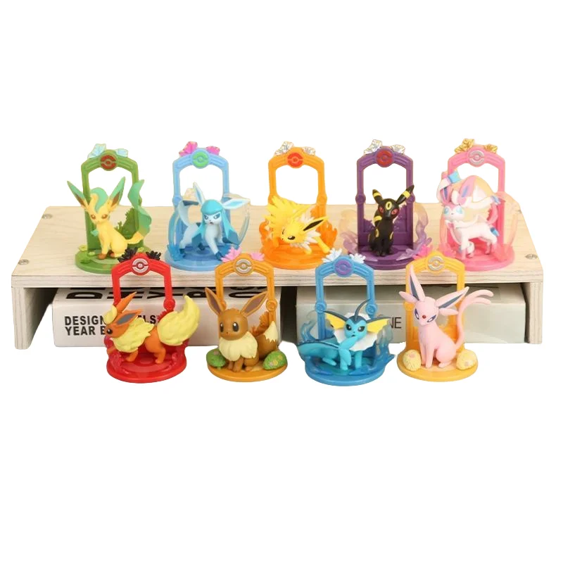 Ensemble de figurines Pokémon Eeveelution (9 pièces) Évoli, Sylveon Espeon Glaceon Leafeon etc.
