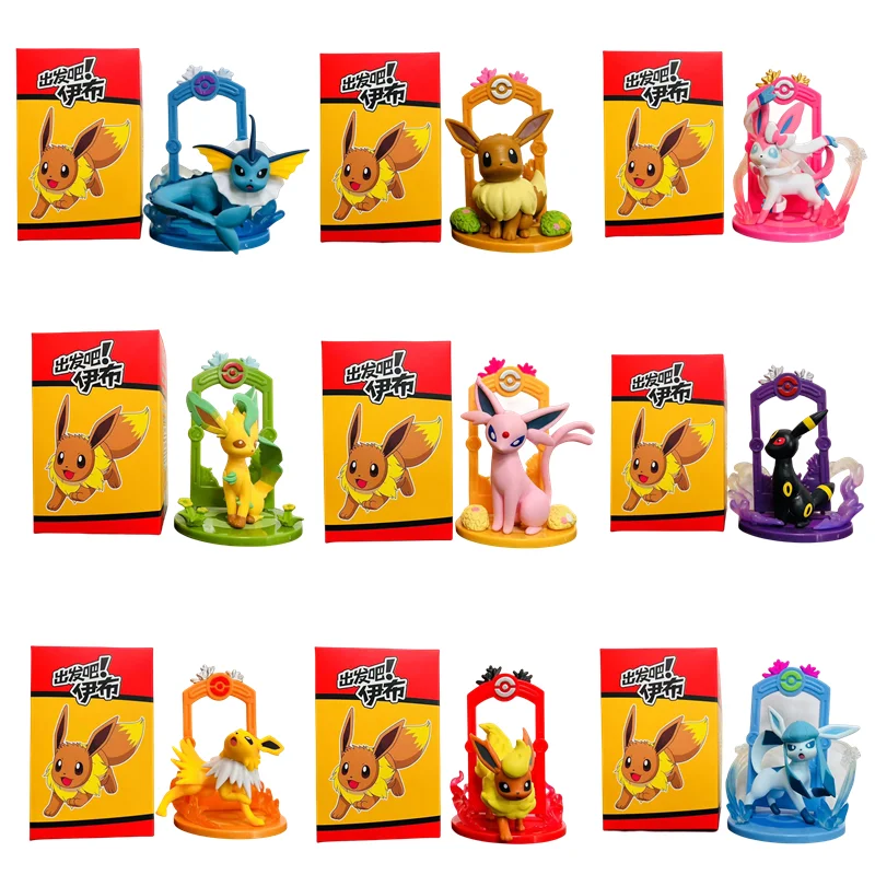 Ensemble de figurines Pokémon Eeveelution (9 pièces) Évoli, Sylveon Espeon Glaceon Leafeon etc.